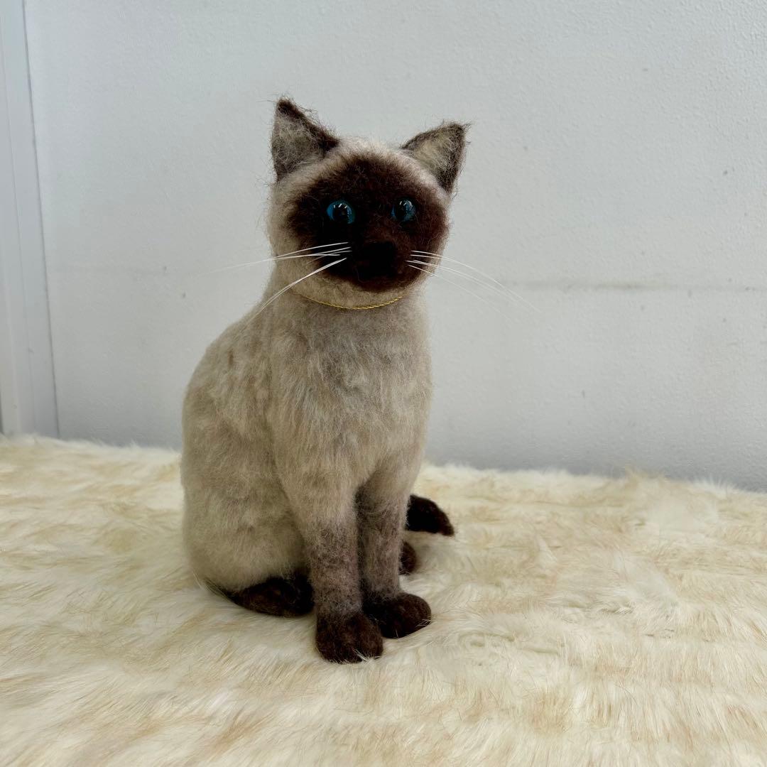 羊毛フェルト猫・シャム猫・ハンドメイド・