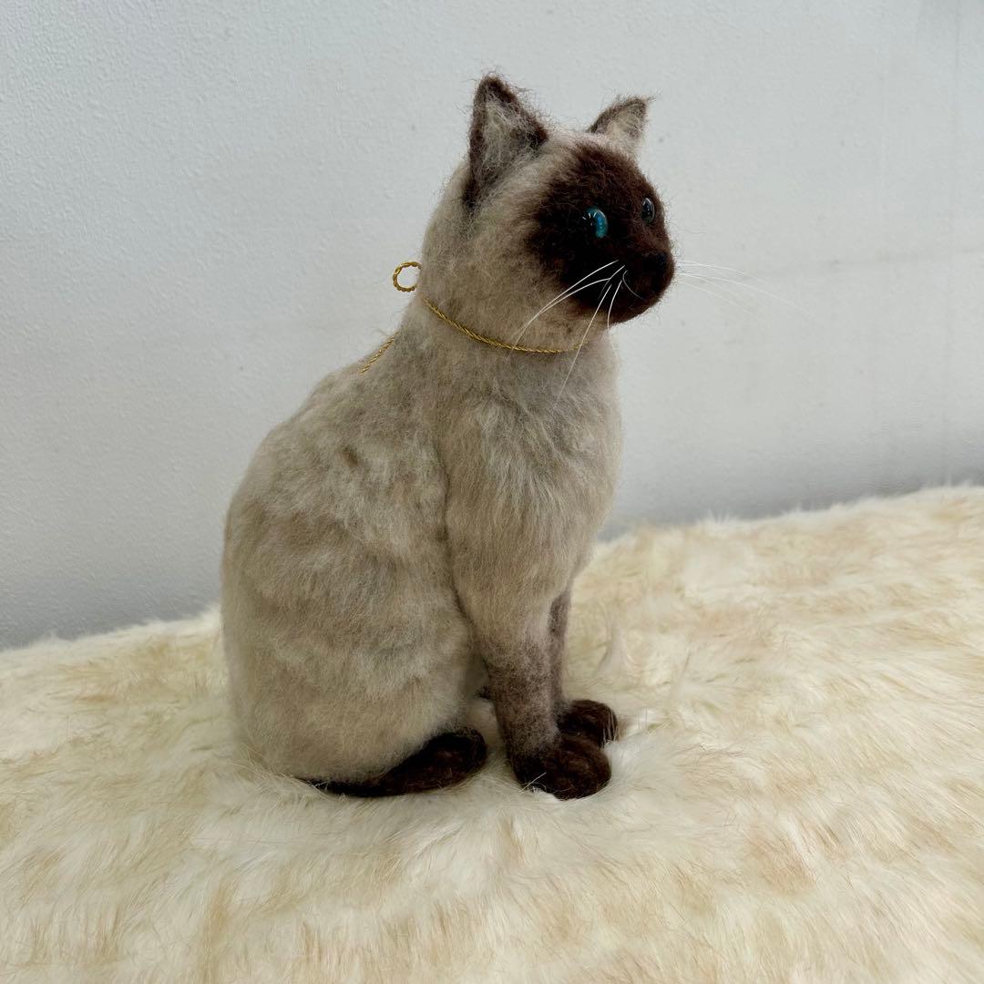 羊毛フェルト猫・シャム猫・ハンドメイド・