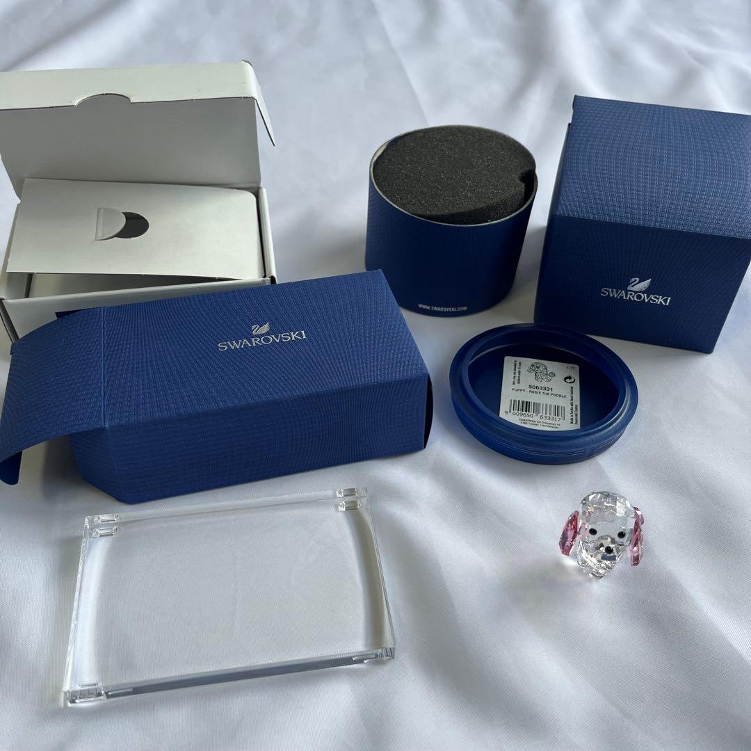 【新品未使用】スワロフスキー　パピー　ロージー　プードル　クリスタルベース付き
