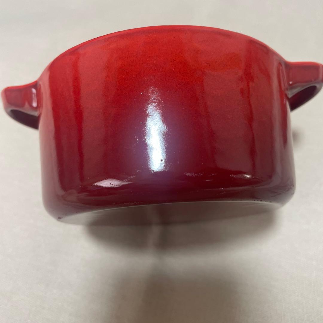 《未使用》赤 LE CREUSET レア物 ルクルーゼ　ミニ・ココット　鋳鉄