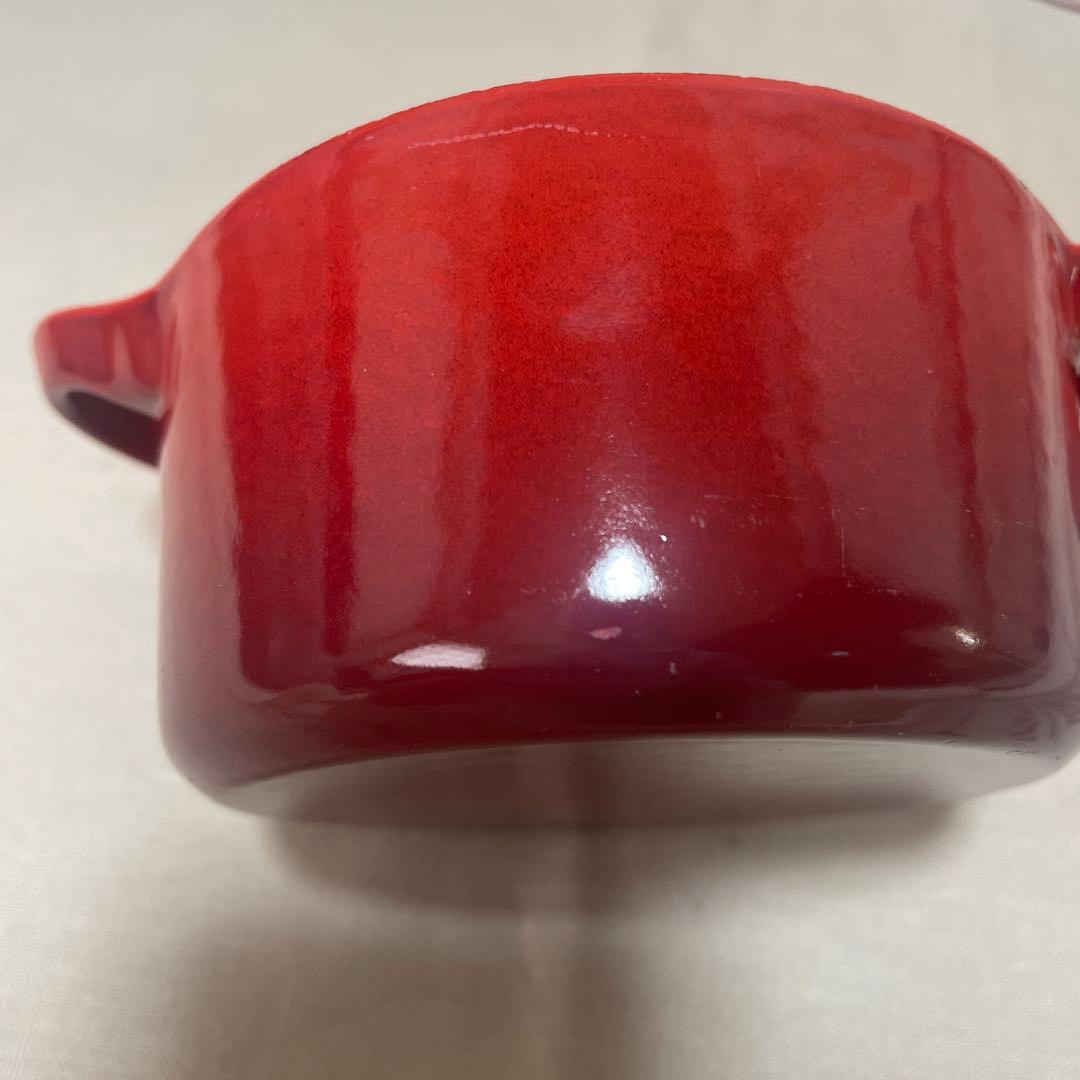 《未使用》赤 LE CREUSET レア物 ルクルーゼ　ミニ・ココット　鋳鉄