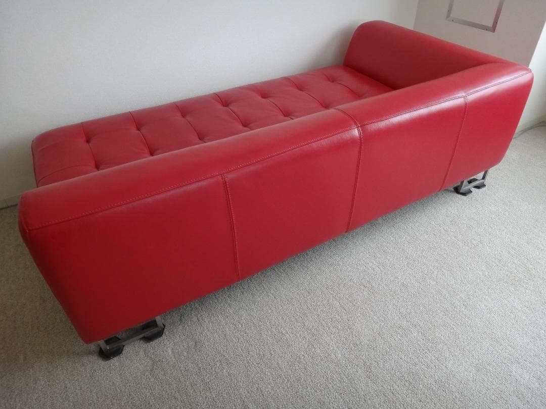 大塚家具 IDC L/S COMFORT 11 革張り 2人掛け 赤ソファ