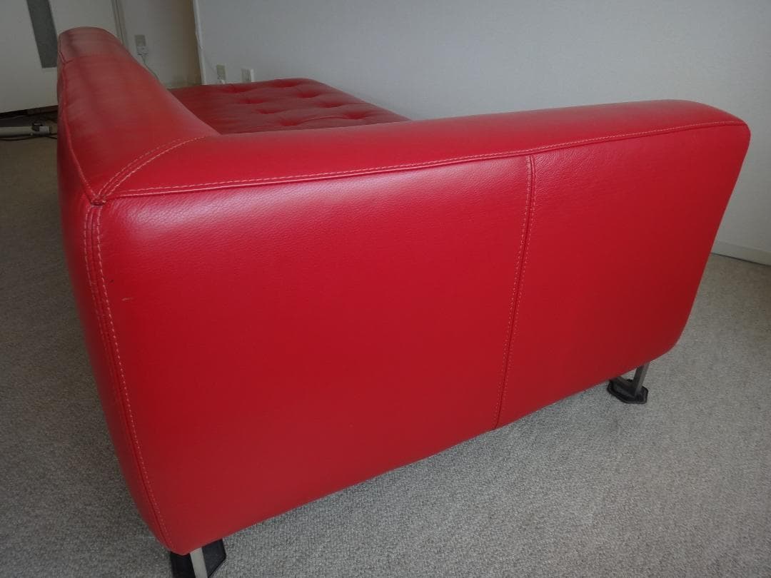 大塚家具 IDC L/S COMFORT 11 革張り 2人掛け 赤ソファ