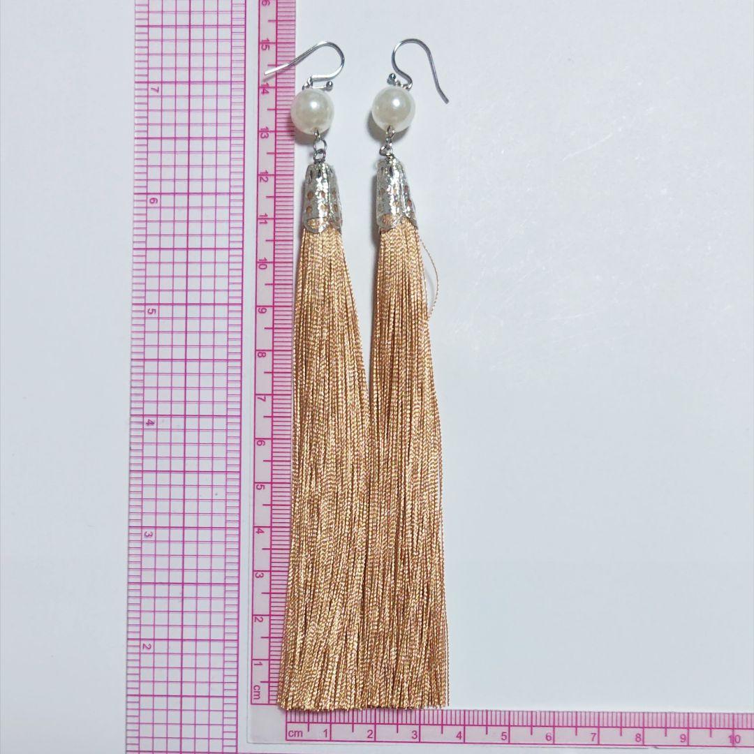 【1281】大きめパールビーズとタッセルのピアス