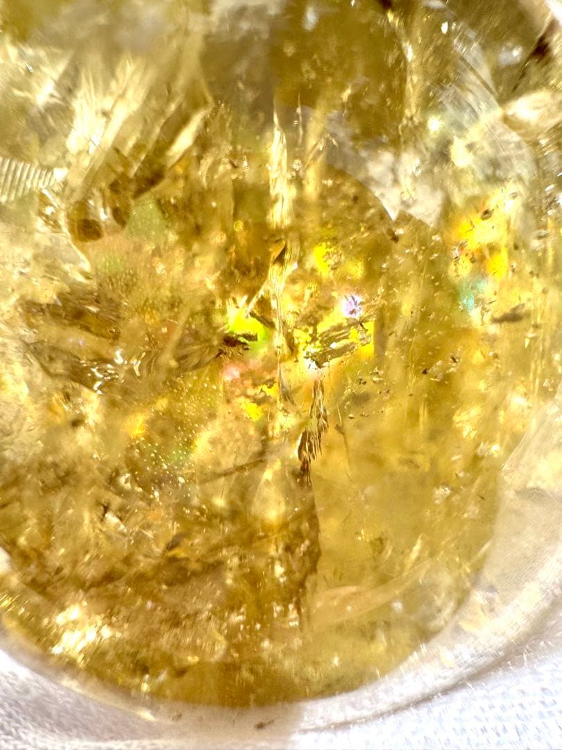 虹入り レインボー シトリン 黄水晶 丸玉 スフィア 50.3mm