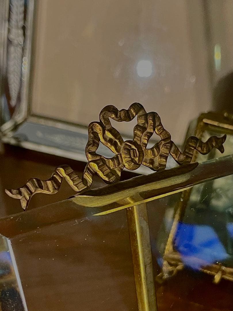 フランス　アンティーク　写真立て　真鍮　ガラス　19世紀　アールヌーボー