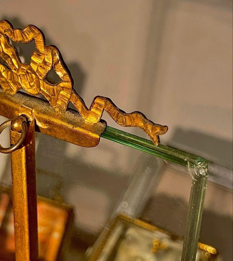 フランス　アンティーク　写真立て　真鍮　ガラス　19世紀　アールヌーボー