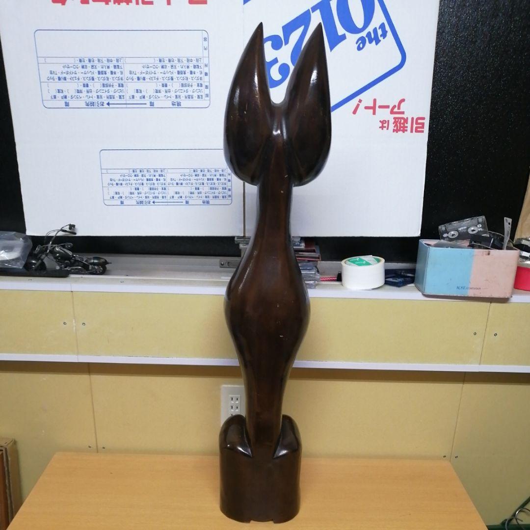 木彫りのネコの置物 木 ネコ 置物 インテリア 癒やし オブジェ 縦 92cm