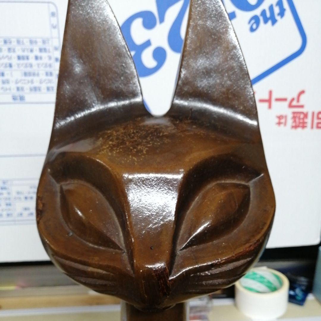 木彫りのネコの置物 木 ネコ 置物 インテリア 癒やし オブジェ 縦 92cm