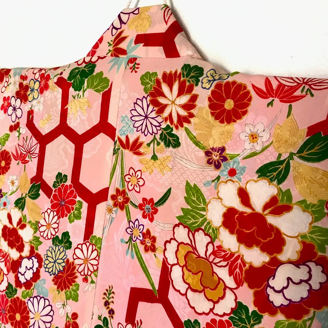 正絹 アンティーク着物 七五三 レトロ着物 古典柄