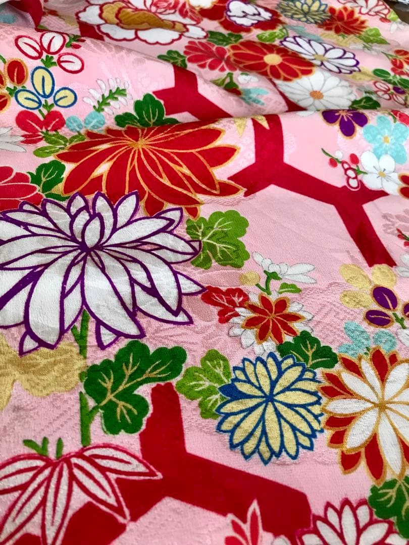 正絹 アンティーク着物 七五三 レトロ着物 古典柄