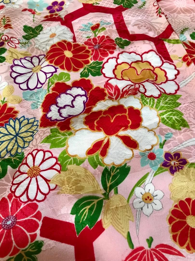 正絹 アンティーク着物 七五三 レトロ着物 古典柄