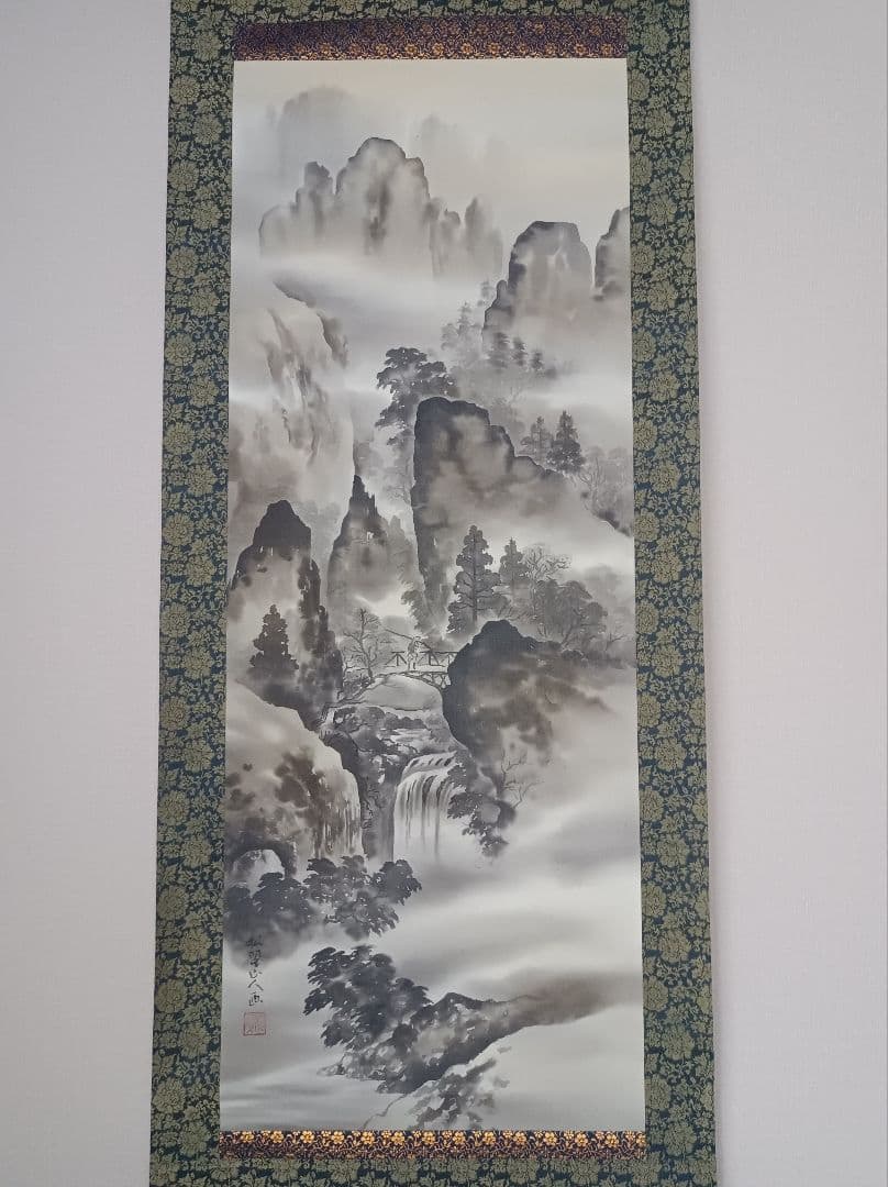美品 軸 金運 縁起物 おもてなし 絵 龍神 山水 水墨 中国 美術 骨董