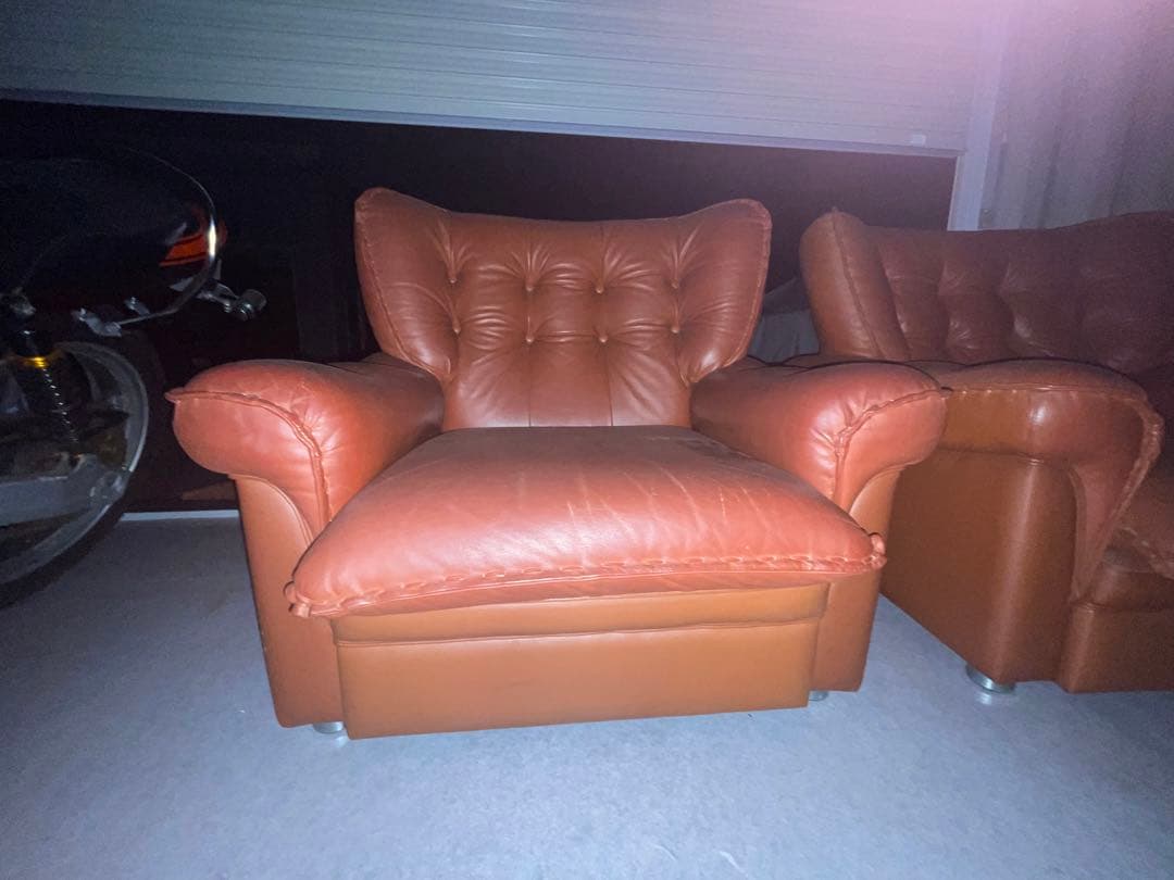 ヴィンテージソファ ブラウンレザー　2セット