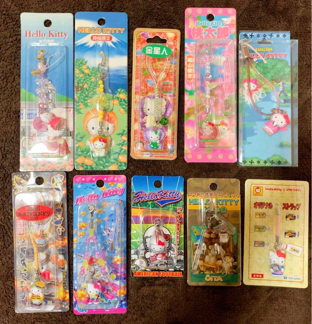 ご当地キティ 60個 根付 ロリータ/新宿キティ 栃木いちごペン等 レア