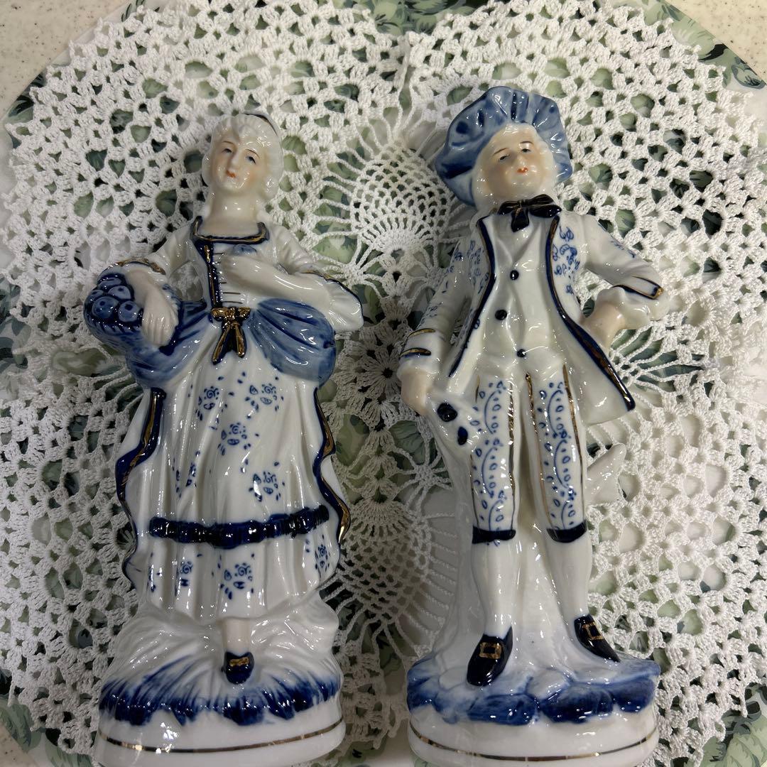 ☆ 新品　アンティーク　貴婦人　貴公子　陶器　人形　ペアドール