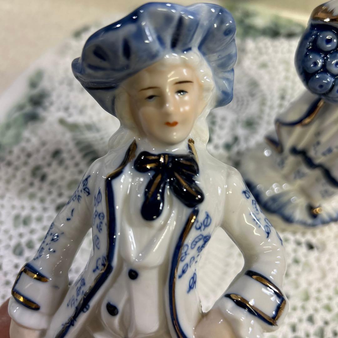 ☆ 新品　アンティーク　貴婦人　貴公子　陶器　人形　ペアドール