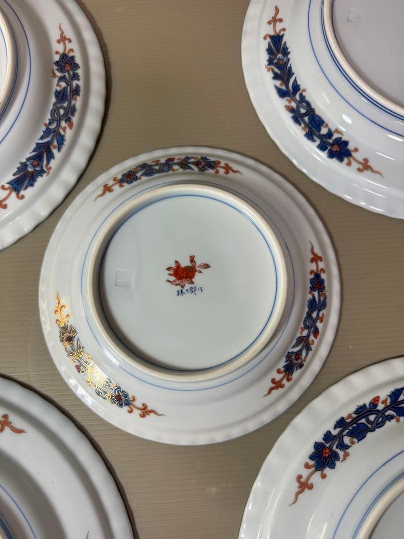 2813 林九郎窯　24cmの中皿4客　18cmの中皿1客　未使用