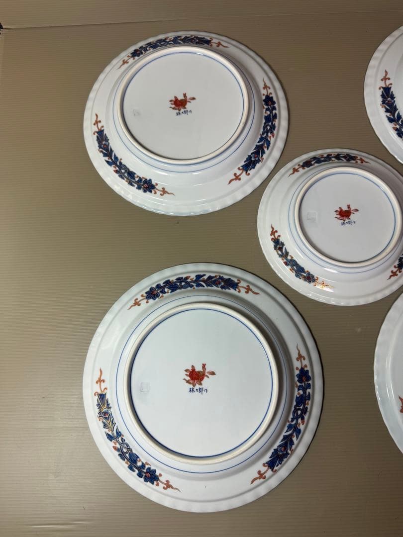 2813 林九郎窯　24cmの中皿4客　18cmの中皿1客　未使用