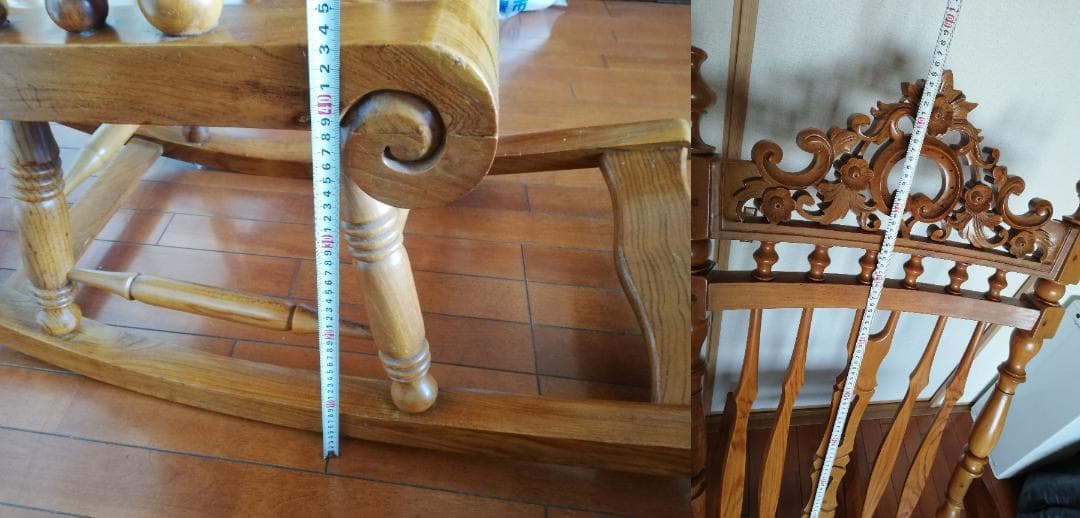 ロッキングチェア　マホガニー材　クラシック　揺ら揺ら椅子　アンティーク彫刻