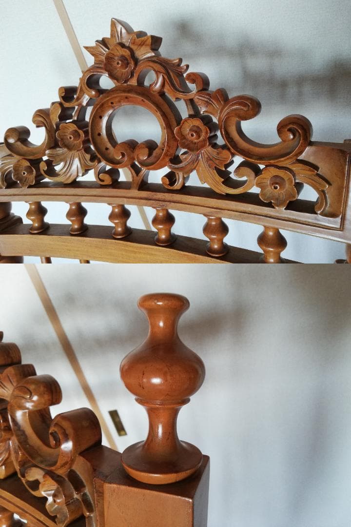 ロッキングチェア　マホガニー材　クラシック　揺ら揺ら椅子　アンティーク彫刻