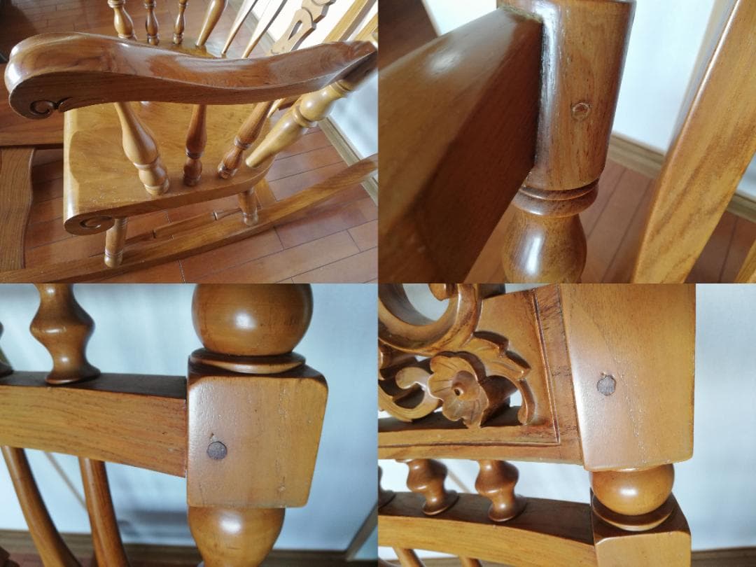 ロッキングチェア　マホガニー材　クラシック　揺ら揺ら椅子　アンティーク彫刻