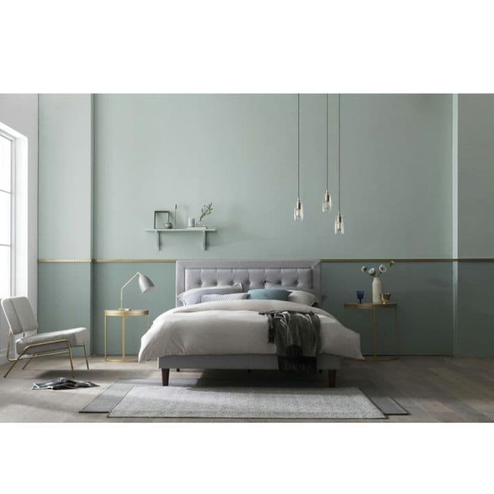 KS1 ZINUS 布張り ベッドフレーム シングル グレー 木製 すのこ