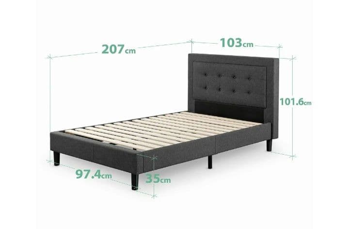 KS1 ZINUS 布張り ベッドフレーム シングル グレー 木製 すのこ