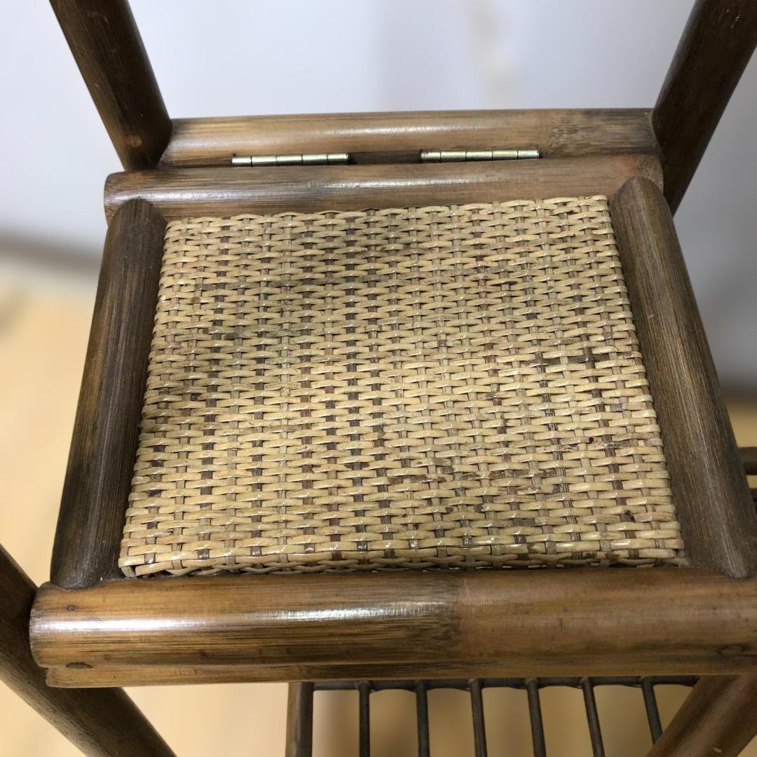 ラタン 籐製 ミラー付き ハンガーラック レトロ ヴィンテージ　260128-1