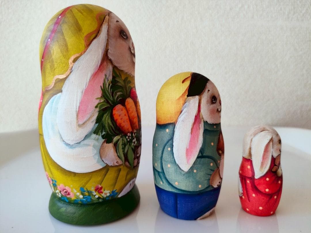 【KV016】11cm級 マトリョーシカ カバノヴァ　うさぎの親子