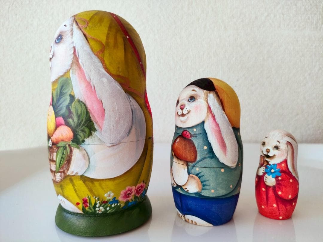 【KV016】11cm級 マトリョーシカ カバノヴァ　うさぎの親子