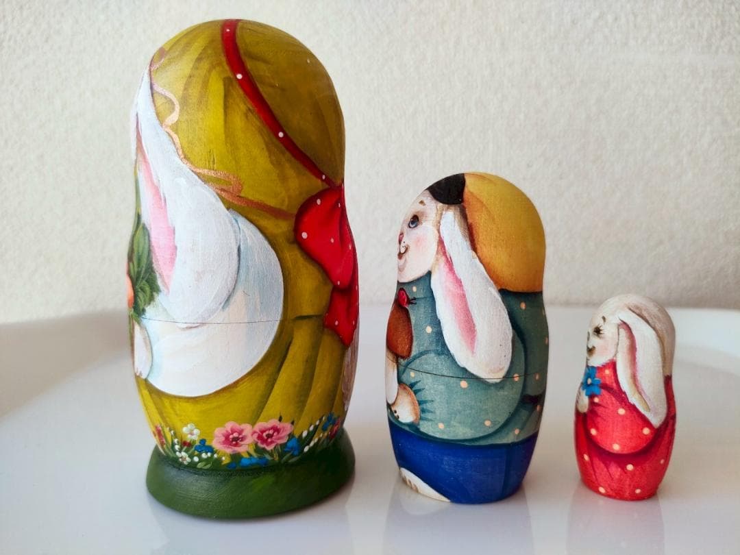 【KV016】11cm級 マトリョーシカ カバノヴァ　うさぎの親子
