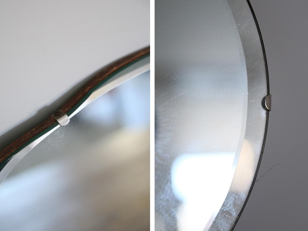 英国アンティーク壁掛けカッティングミラー/ベベルドミラー/鏡(92-58-1)