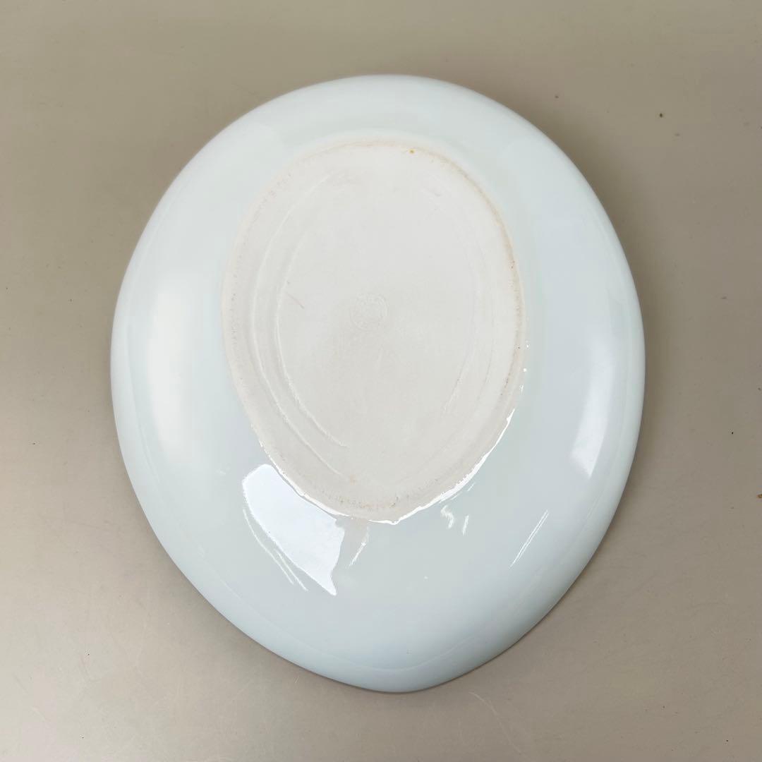 A059古染付 鰒盛付 淡幽造 五山窯 青白い陶器のボウル 木箱付き