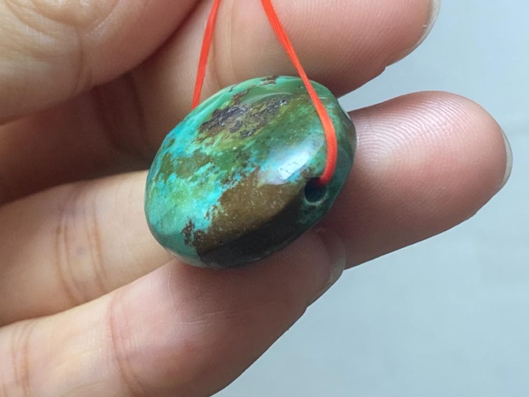 TK69 大粒 通穴 天然 ターコイズ トルコ石 ルース ネックレス ペンダント