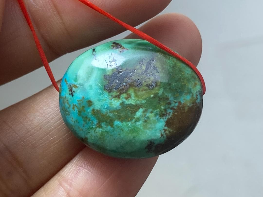 TK69 大粒 通穴 天然 ターコイズ トルコ石 ルース ネックレス ペンダント