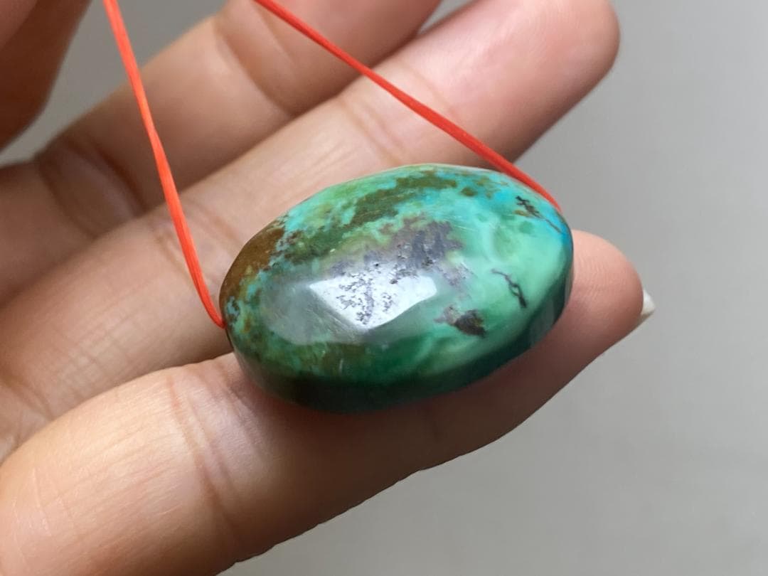 TK69 大粒 通穴 天然 ターコイズ トルコ石 ルース ネックレス ペンダント