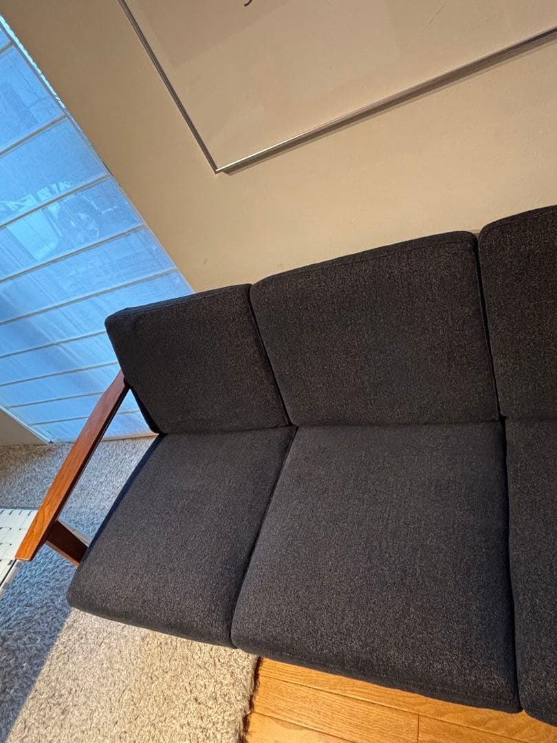 ナガノインテリア3Pソファ ウォールナット無垢材 美品