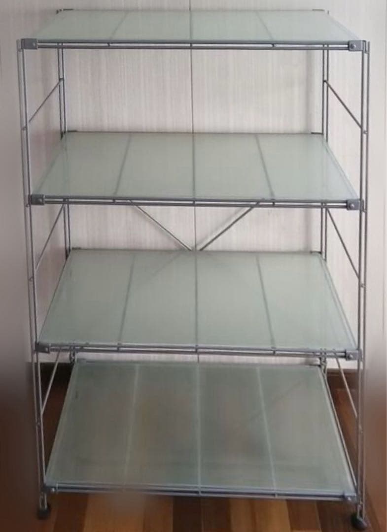 廃盤品 希少 無印良品 スチールユニットシェルフ ガラス棚セット ワイド 中