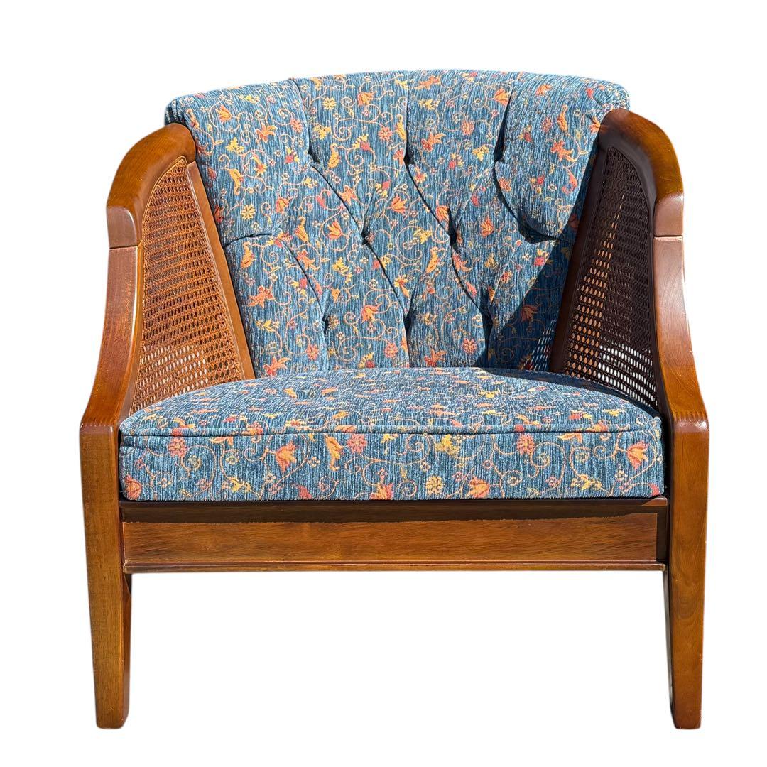 KZ032 【廃盤】三越ブルージュ　カントリーハウス　籐　1Pソファ　小花柄