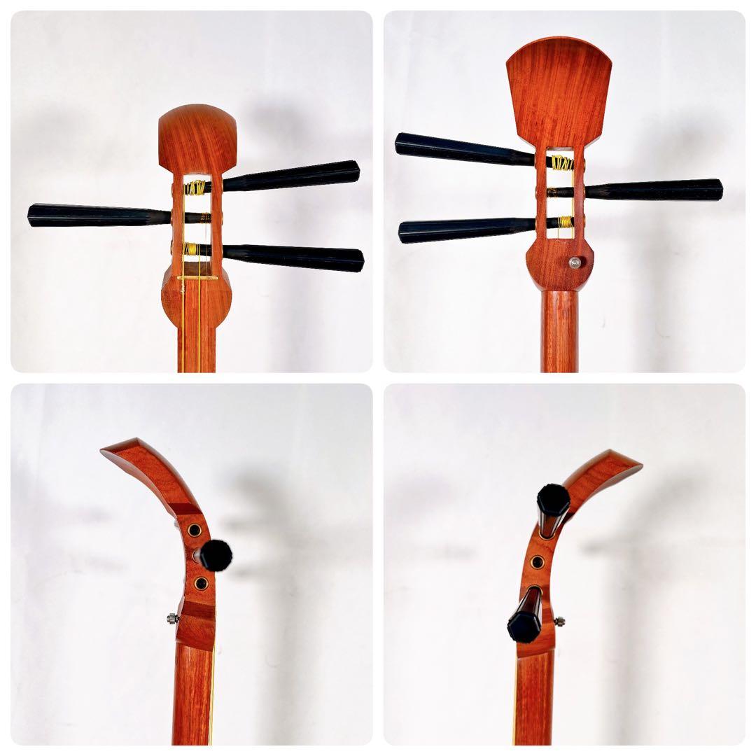 【希少】民謡三味線　中棹　花梨　正寸　3分割 丸打胴　皮やぶれなし　本皮