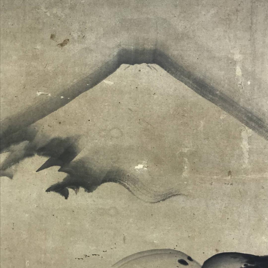 真作】遠藤廣古/富士図/山水図/富嶽図/富岳図/横物/掛軸