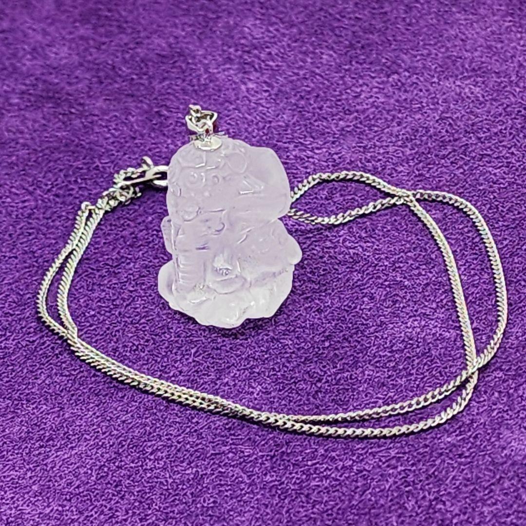 天然水晶製ガネーシャペンダント 幸運の象徴 透明感あふれる逸品