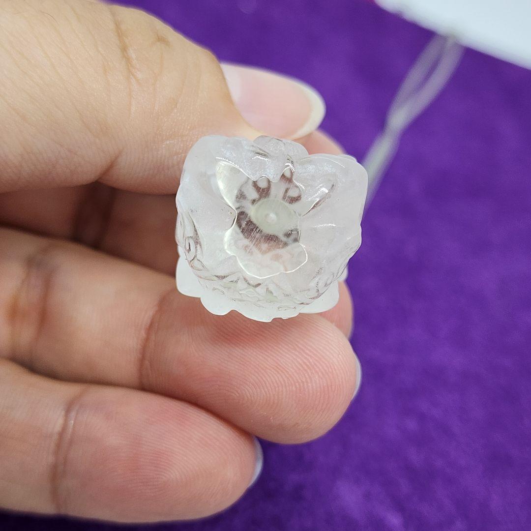 天然水晶製ガネーシャペンダント 幸運の象徴 透明感あふれる逸品