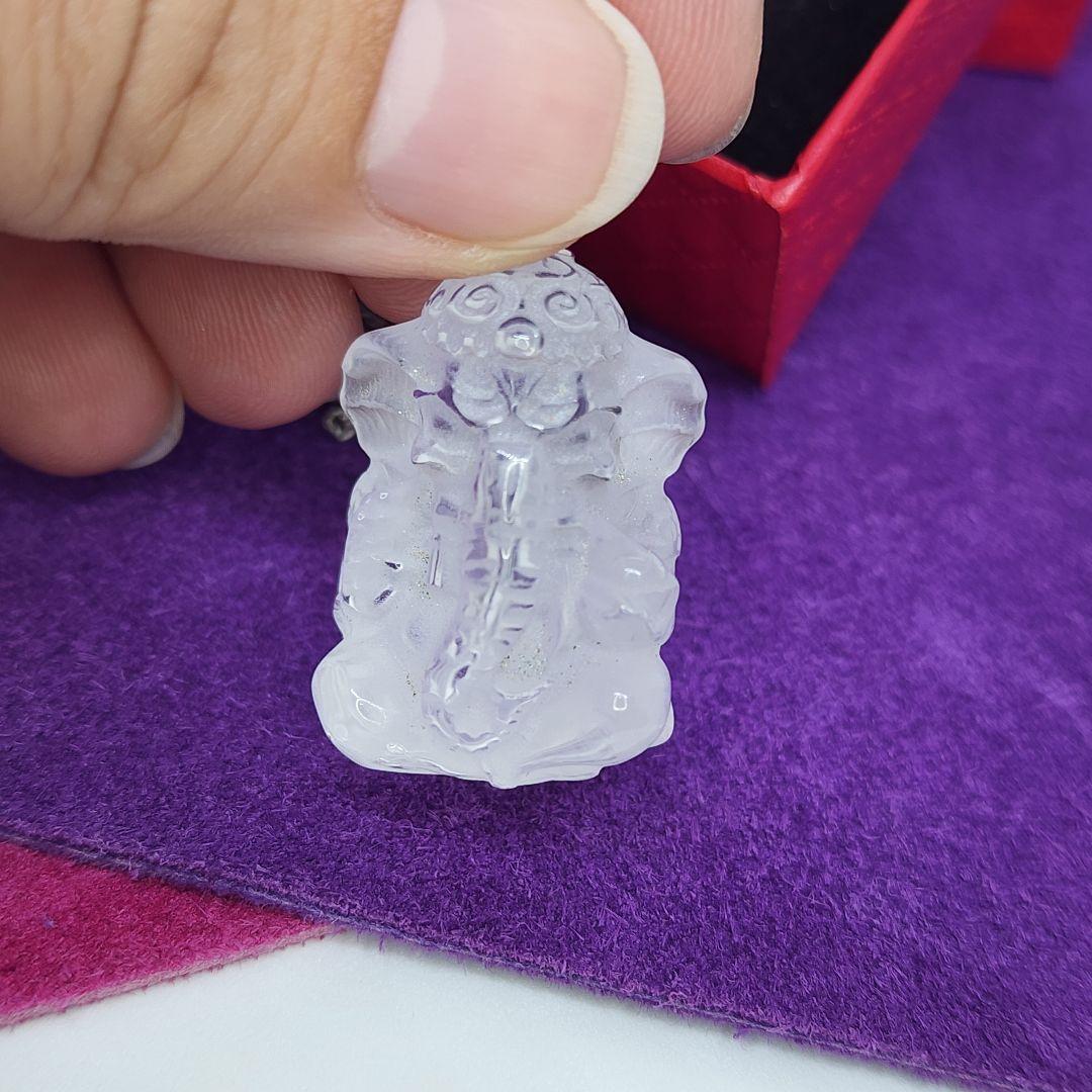 天然水晶製ガネーシャペンダント 幸運の象徴 透明感あふれる逸品