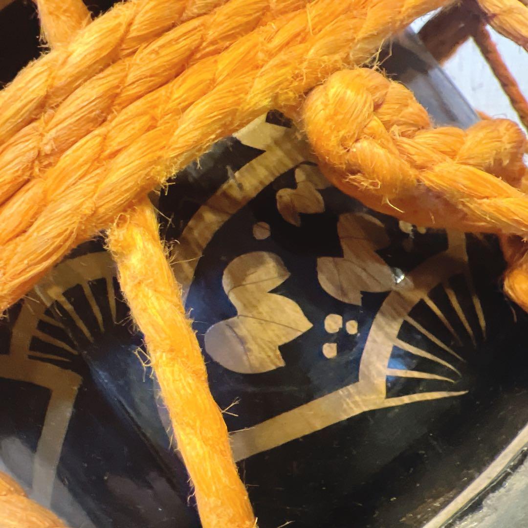 【希少】締め太鼓　蒔絵　和太鼓 35.5cm バチ付き　台座　和楽器　松　扇子