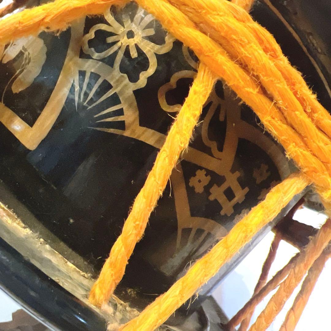 【希少】締め太鼓　蒔絵　和太鼓 35.5cm バチ付き　台座　和楽器　松　扇子