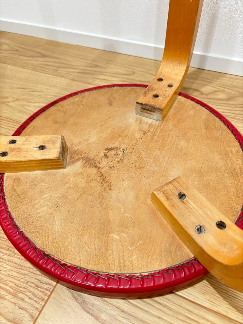 Artek aalto stool 60 50s ビニールレザー レッド