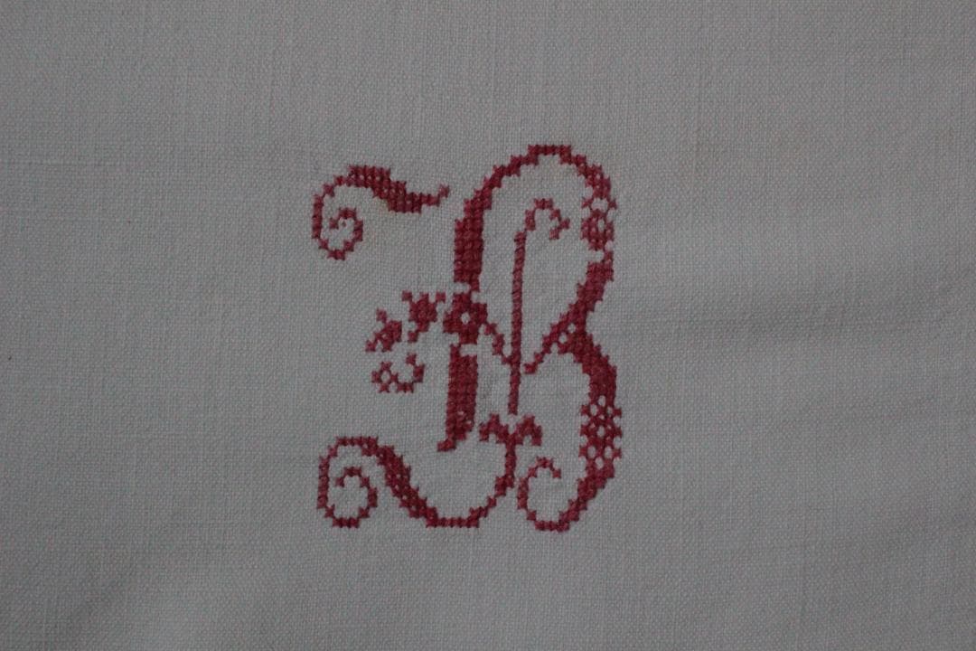 フランスアンティークイニシャルシーツ/モノグラムカバー/MONOGRAM“BR”