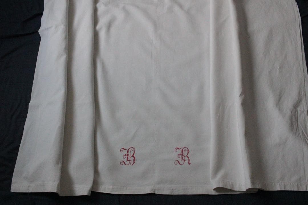 フランスアンティークイニシャルシーツ/モノグラムカバー/MONOGRAM“BR”